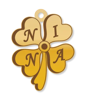 سلسال وردة الحظ بتصميم اسم نينا NINA | قلادة ذهب مخصصة - Gold Name - اسمك ذهب · Arabic Calligraphy Laser Jewelry CAD · Closed Vector Path for Fiber Laser · Gold Name