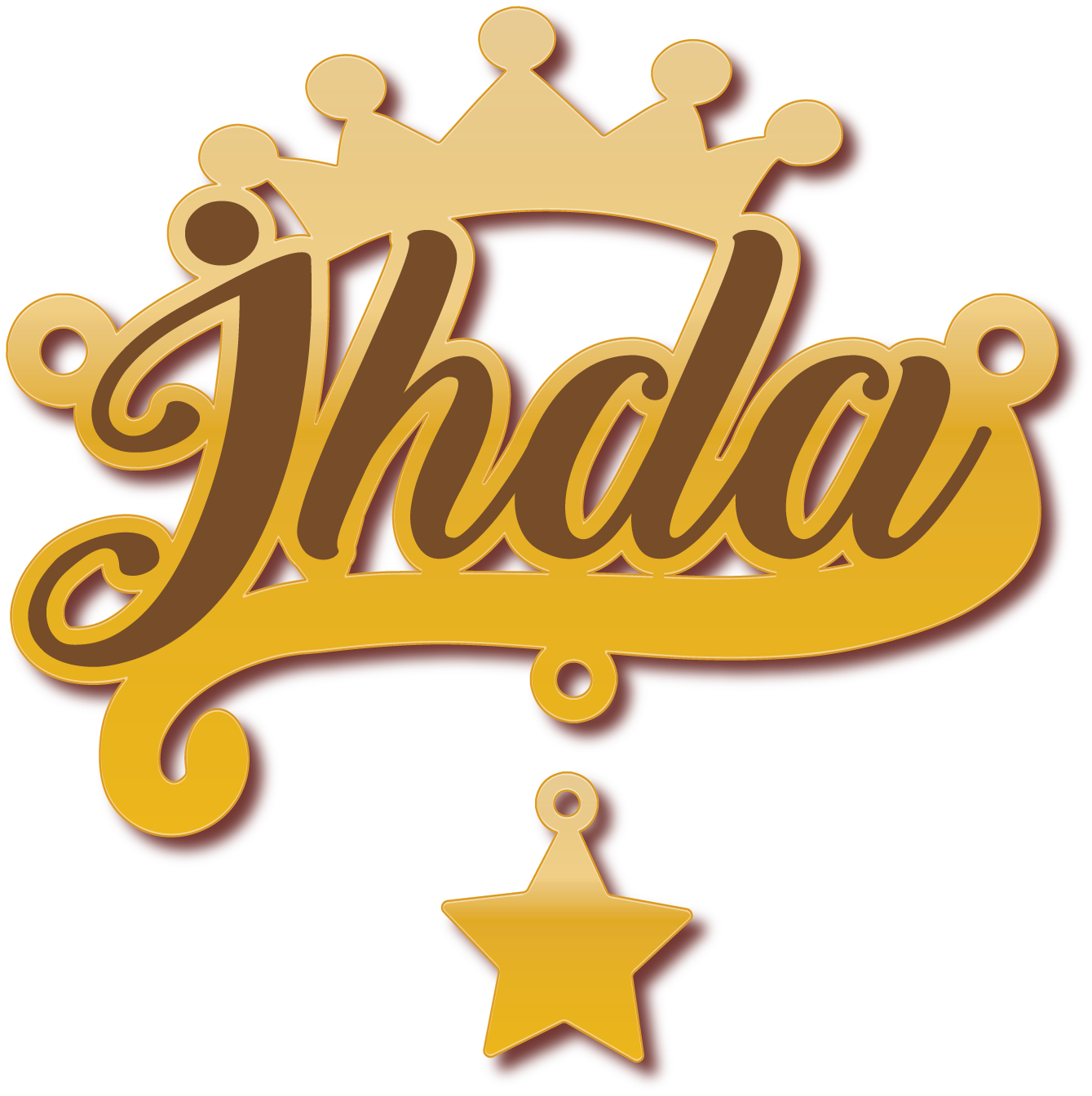 Jhdaفي سحبه مع تاج ونجمه · تصميم خط عربي ومجوهرات ليزر · مسار مغلق للفايبر ليزر · Gold Name - اسمك ذهب