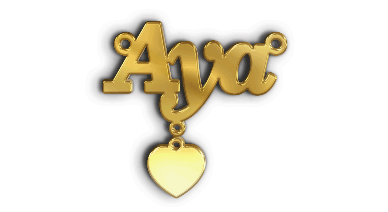 Aya · تصميم خط عربي ومجوهرات ليزر · مسار مغلق للفايبر ليزر · Gold Name - اسمك ذهب