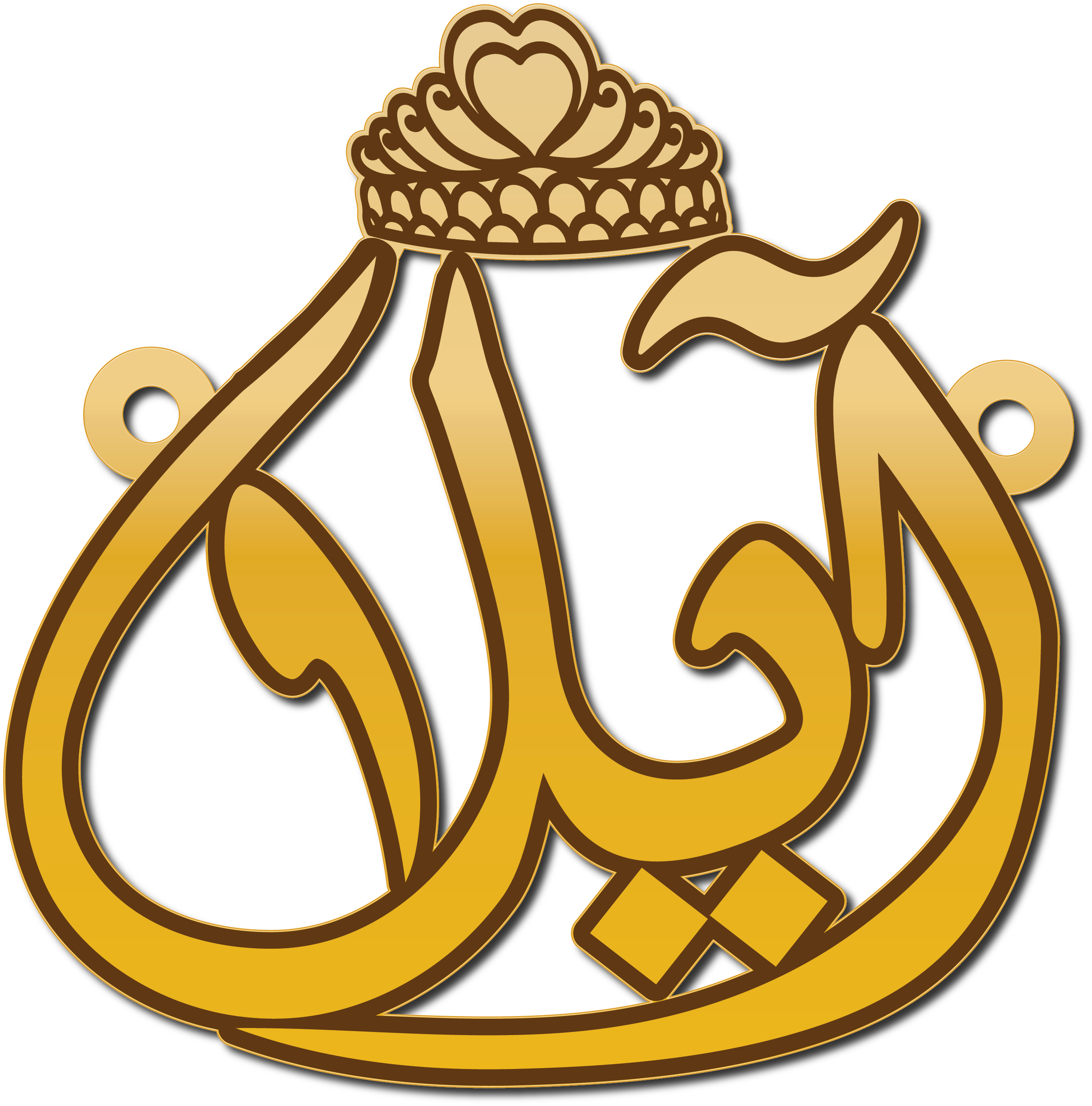 آيلا مع تاج · Arabic Calligraphy Laser Jewelry CAD · Closed Vector Path for Fiber Laser · Gold Name