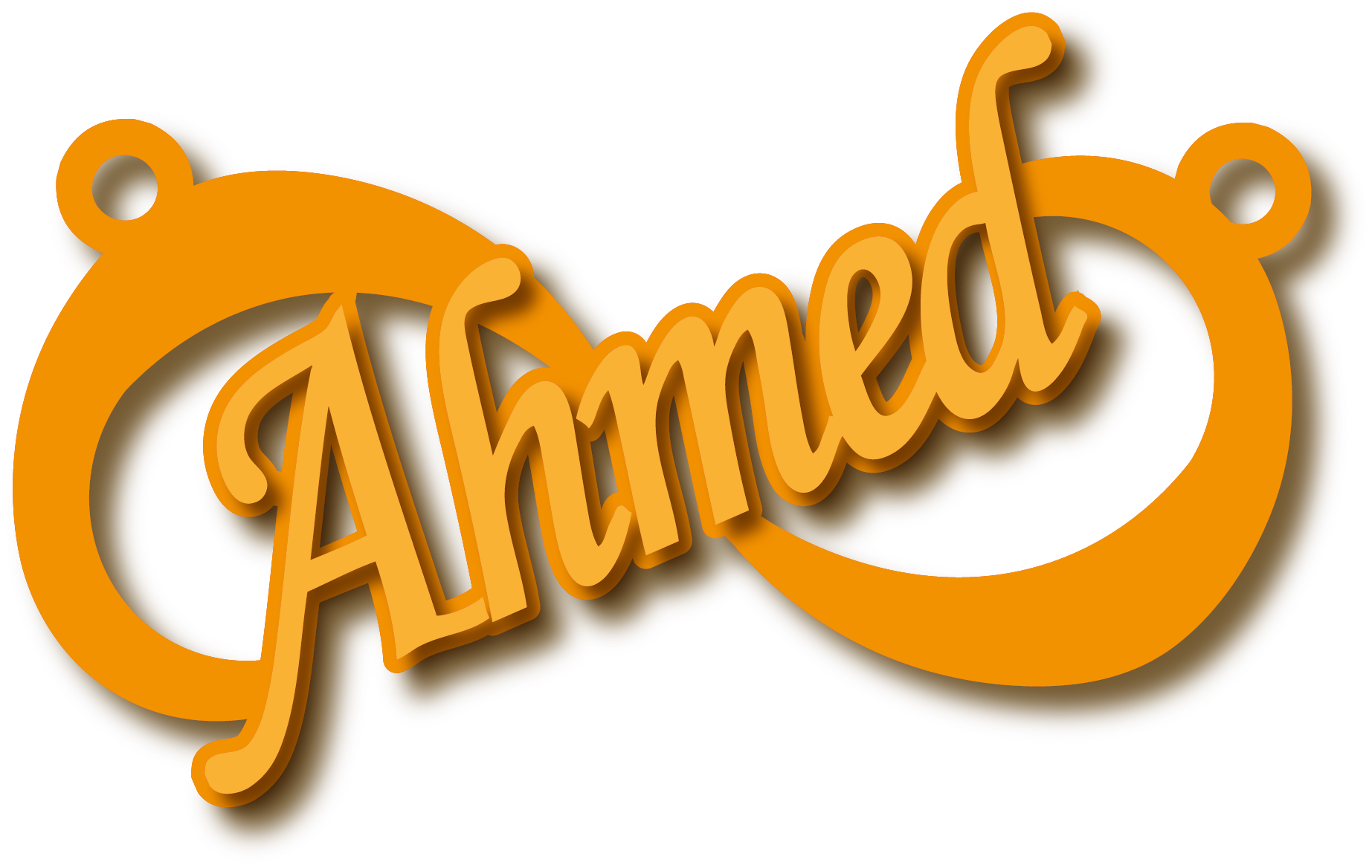 Ahmed · Arabic Calligraphy Laser Jewelry CAD · Closed Vector Path for Fiber Laser · Gold Name