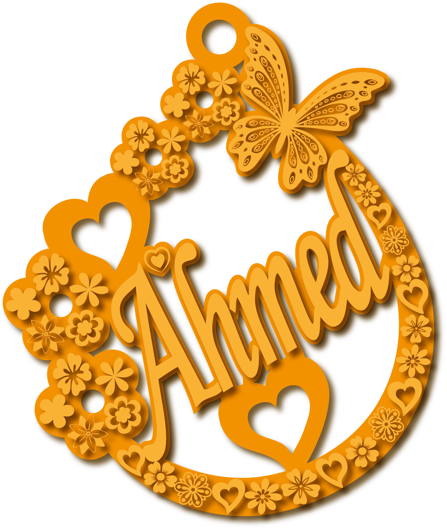 Ahmed · تصميم خط عربي ومجوهرات ليزر · مسار مغلق للفايبر ليزر · Gold Name - اسمك ذهب