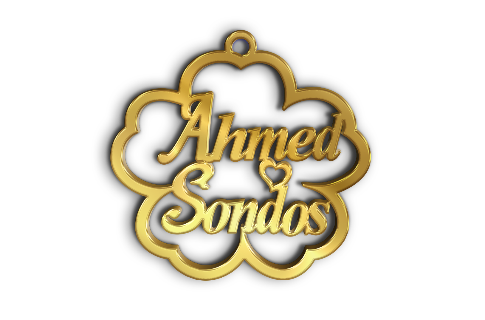 Ahmed Sondos · تصميم خط عربي ومجوهرات ليزر · مسار مغلق للفايبر ليزر · Gold Name - اسمك ذهب