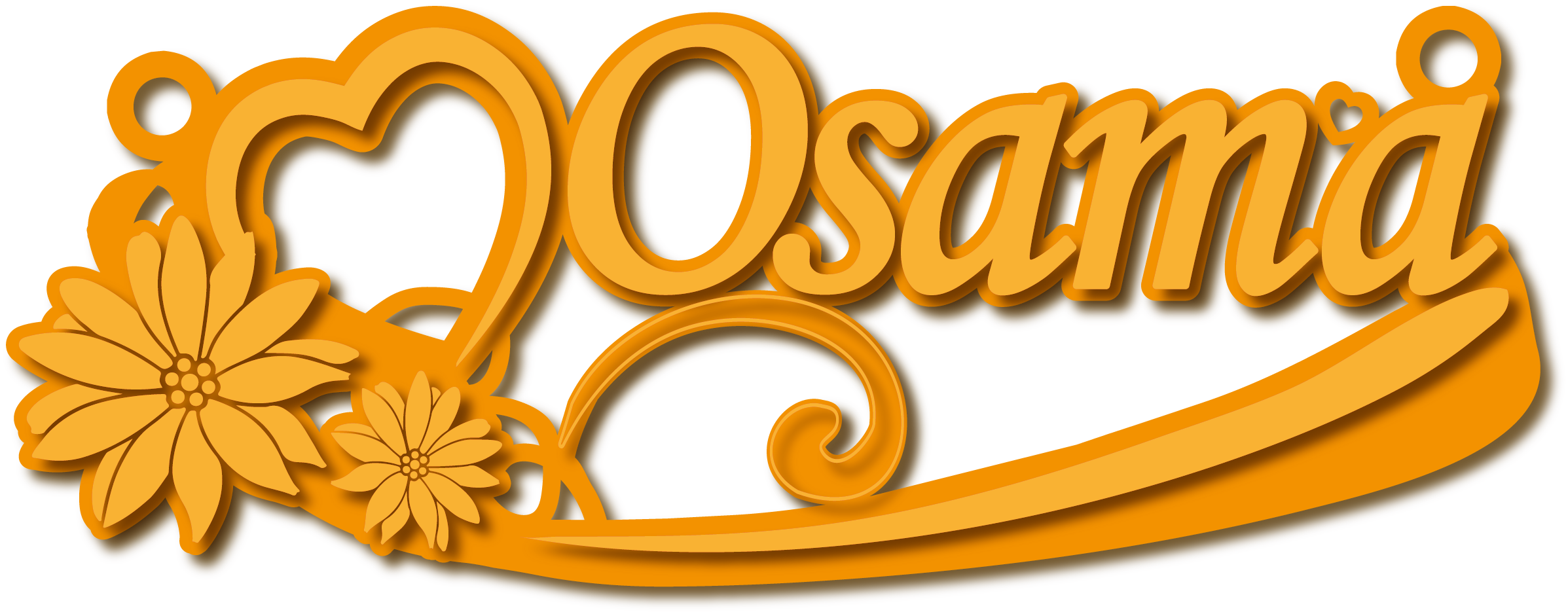 Osama · تصميم خط عربي ومجوهرات ليزر · مسار مغلق للفايبر ليزر · Gold Name - اسمك ذهب
