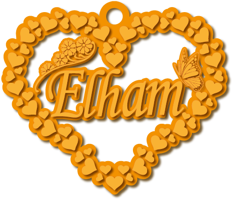 Elham · Arabic Calligraphy Laser Jewelry CAD · Closed Vector Path for Fiber Laser · Gold Name