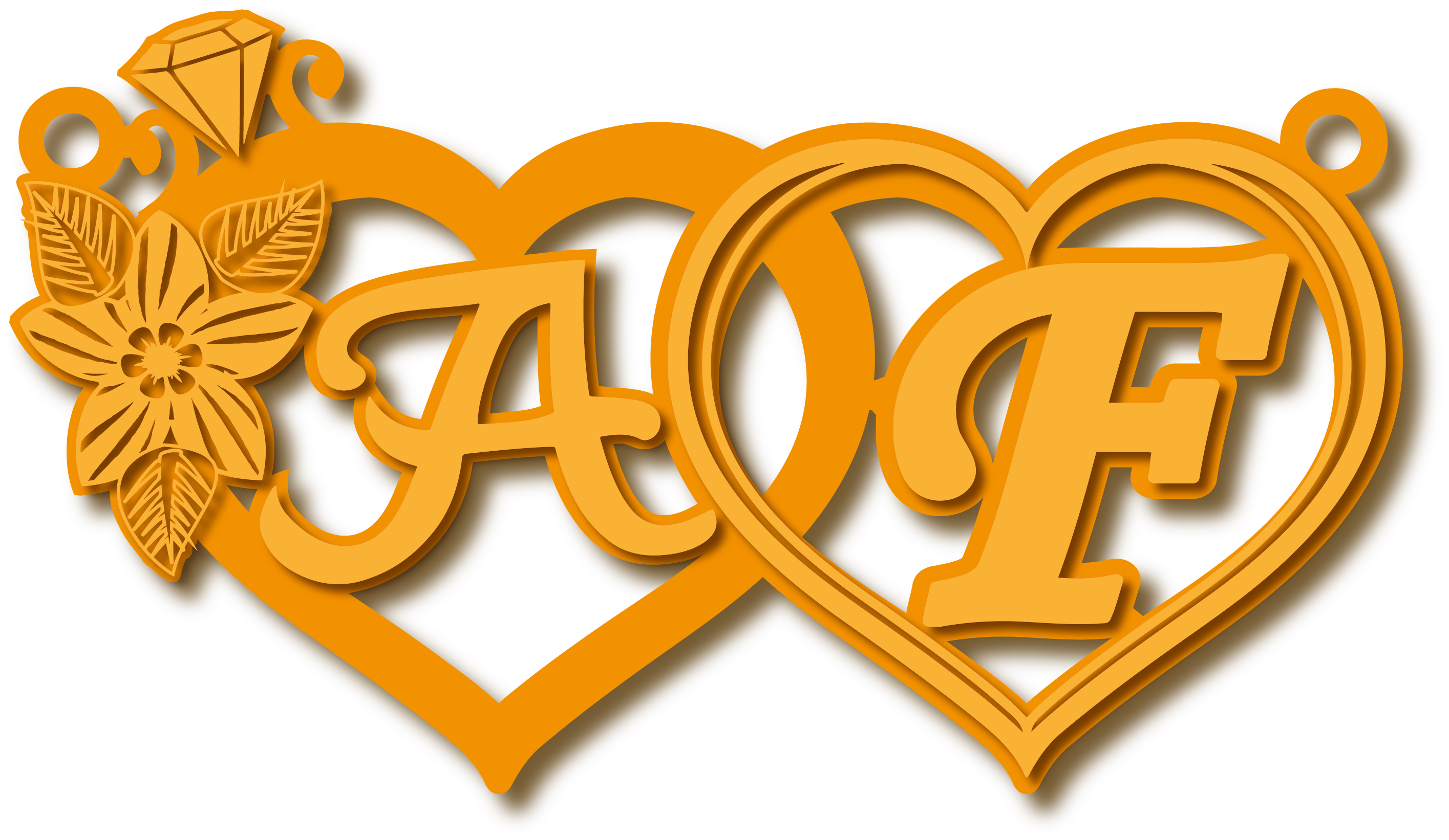 A F · تصميم خط عربي ومجوهرات ليزر · مسار مغلق للفايبر ليزر · Gold Name - اسمك ذهب