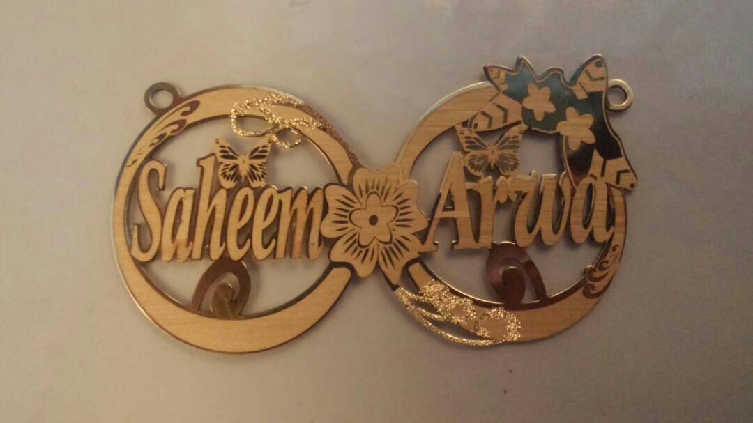 Ssheem Arwa · تصميم خط عربي ومجوهرات ليزر · مسار مغلق للفايبر ليزر · Gold Name - اسمك ذهب