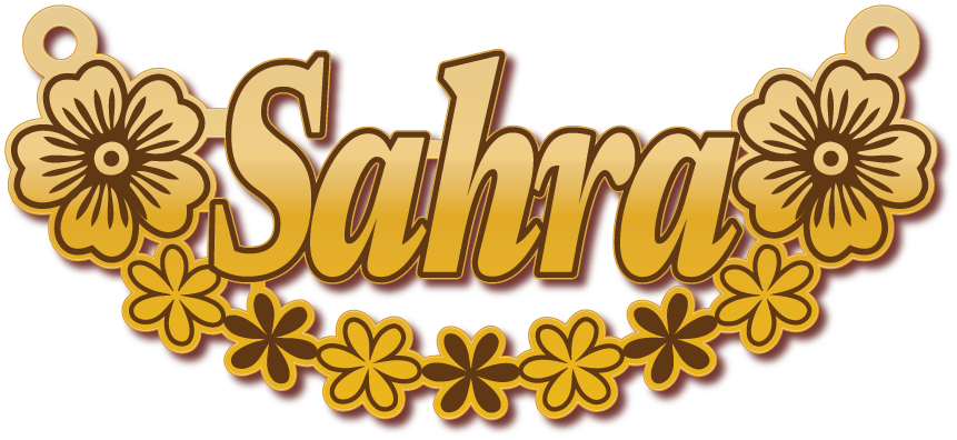 Sahra · Arabic Calligraphy Laser Jewelry CAD · Closed Vector Path for Fiber Laser · Gold Name
