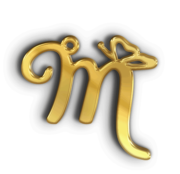 سلسال حرف m مع فراشة · تصميم خط عربي ومجوهرات ليزر · مسار مغلق للفايبر ليزر · Gold Name - اسمك ذهب