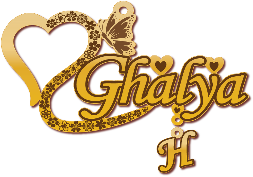 Ghalya جليلة H · تصميم خط عربي ومجوهرات ليزر · مسار مغلق للفايبر ليزر · Gold Name - اسمك ذهب
