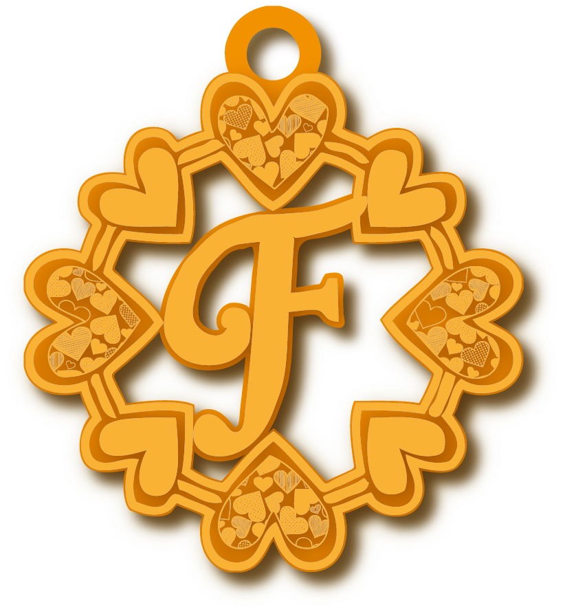 حرفF · Arabic Calligraphy Laser Jewelry CAD · Closed Vector Path for Fiber Laser · Gold Name