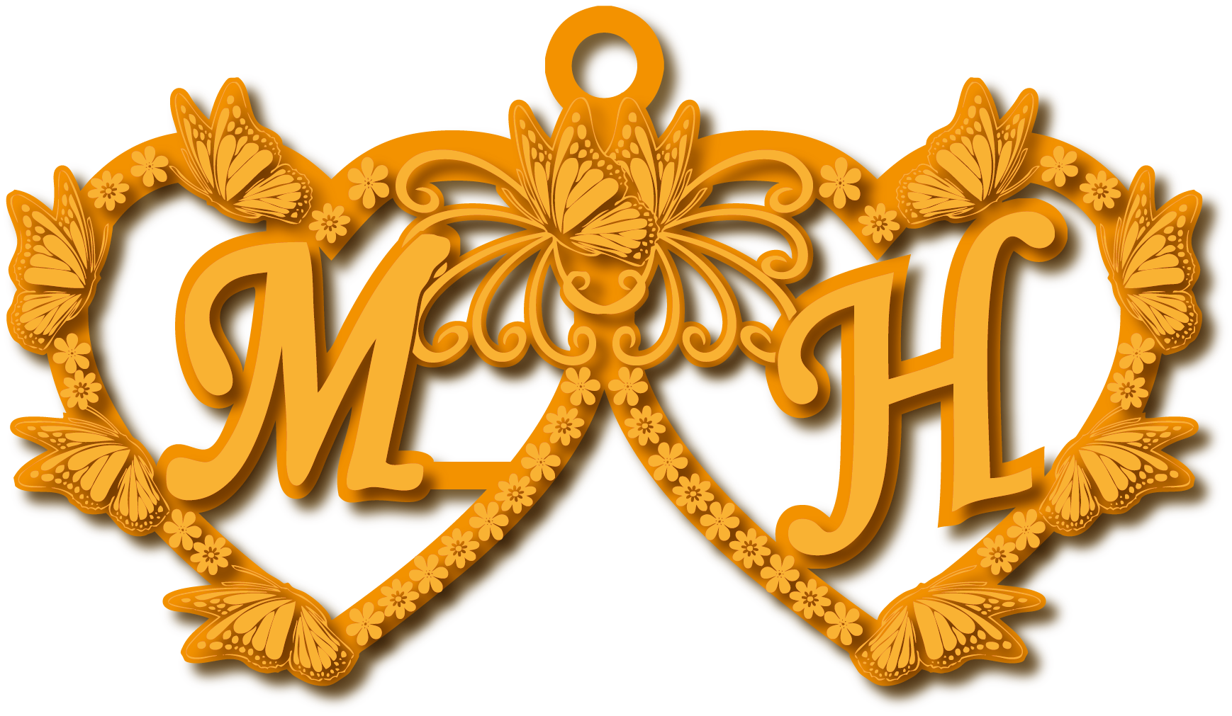 M H · تصميم خط عربي ومجوهرات ليزر · مسار مغلق للفايبر ليزر · Gold Name - اسمك ذهب