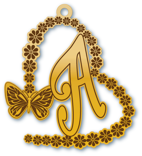 حرف A في قلب · تصميم خط عربي ومجوهرات ليزر · مسار مغلق للفايبر ليزر · Gold Name - اسمك ذهب