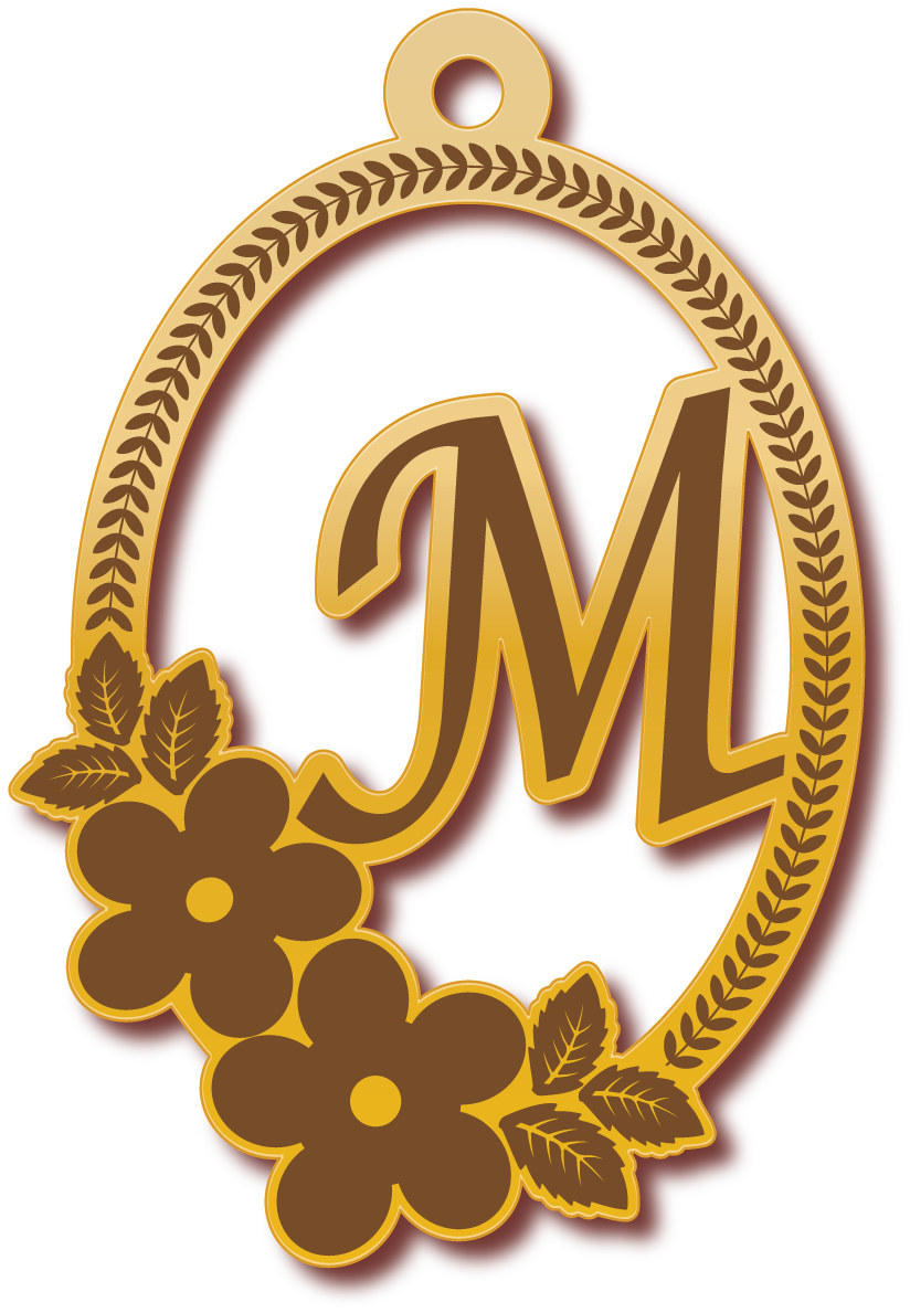 حرف M · تصميم خط عربي ومجوهرات ليزر · مسار مغلق للفايبر ليزر · Gold Name - اسمك ذهب