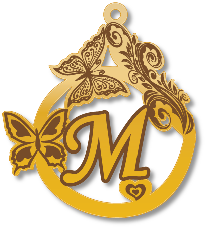 حرف M · تصميم خط عربي ومجوهرات ليزر · مسار مغلق للفايبر ليزر · Gold Name - اسمك ذهب