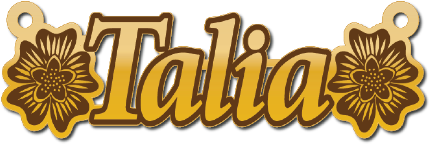 Talia · تصميم خط عربي ومجوهرات ليزر · مسار مغلق للفايبر ليزر · Gold Name - اسمك ذهب