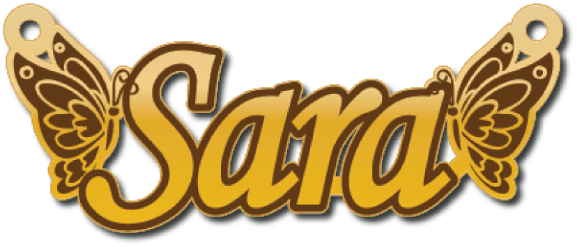 Sara · تصميم خط عربي ومجوهرات ليزر · مسار مغلق للفايبر ليزر · Gold Name - اسمك ذهب