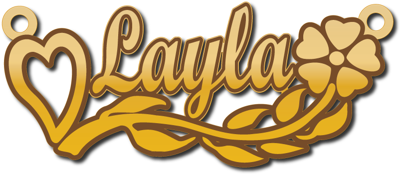 Layla · تصميم خط عربي ومجوهرات ليزر · مسار مغلق للفايبر ليزر · Gold Name - اسمك ذهب