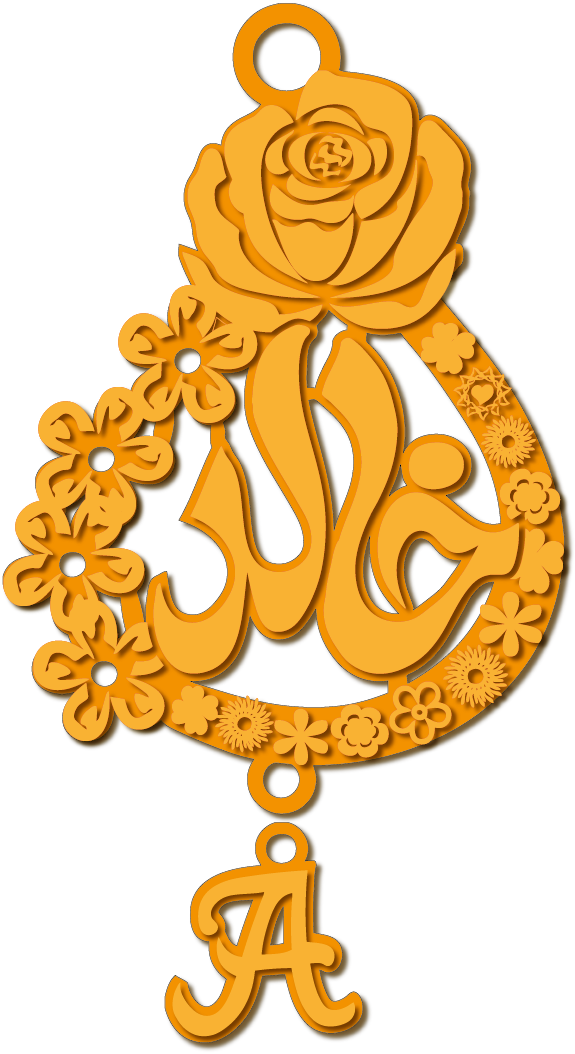 خالد مع A · تصميم خط عربي ومجوهرات ليزر · مسار مغلق للفايبر ليزر · Gold Name - اسمك ذهب