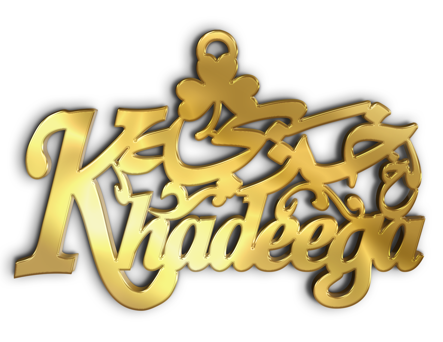 خديجهKhadeegaمع زخارف · Arabic Calligraphy Laser Jewelry CAD · Closed Vector Path for Fiber Laser · Gold Name