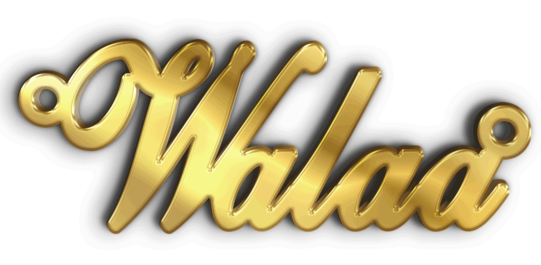Walaa · Arabic Calligraphy Laser Jewelry CAD · Closed Vector Path for Fiber Laser · Gold Name
