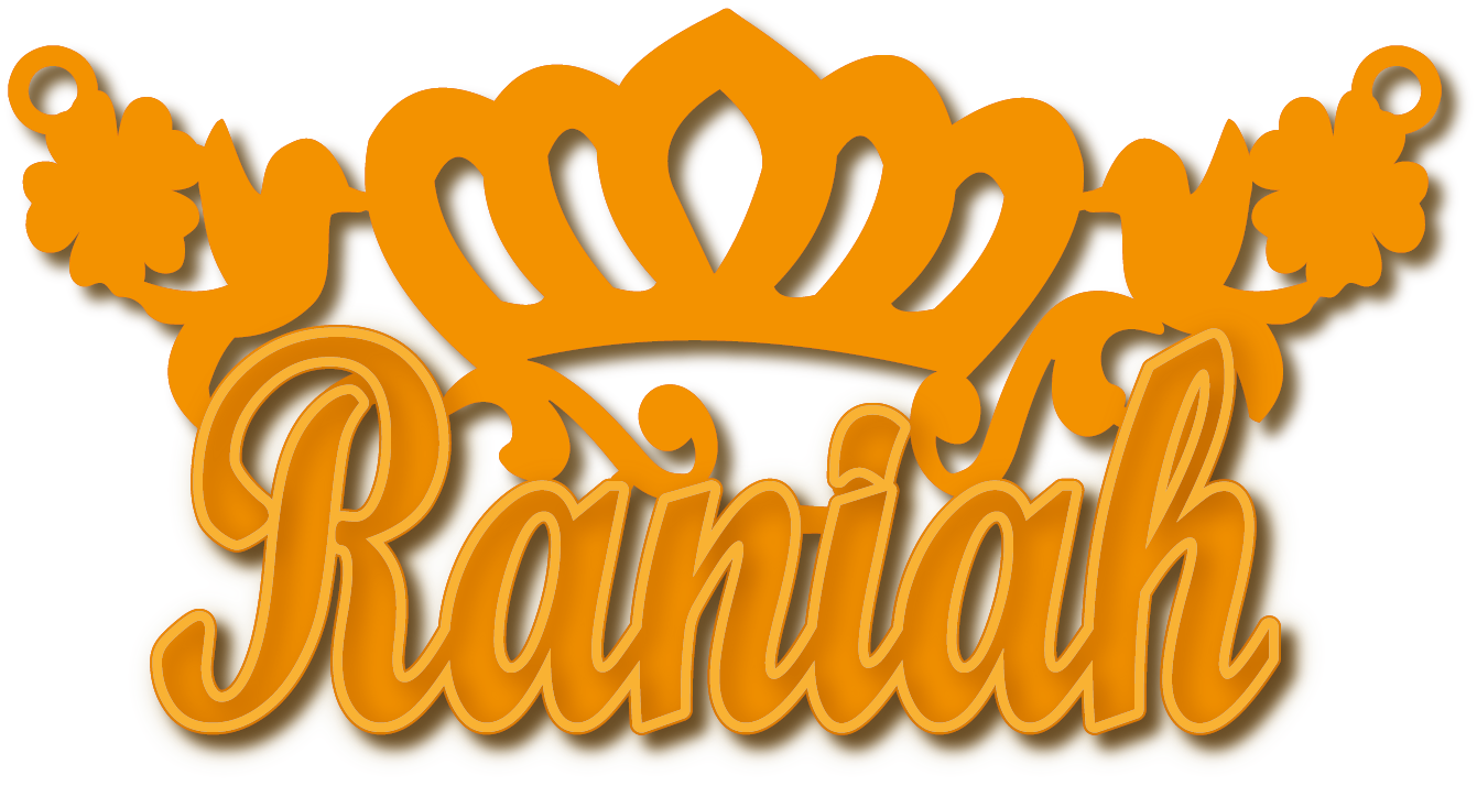 Raniah · Arabic Calligraphy Laser Jewelry CAD · Closed Vector Path for Fiber Laser · Gold Name