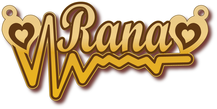 Rana مع نبض قلب · تصميم خط عربي ومجوهرات ليزر · مسار مغلق للفايبر ليزر · Gold Name - اسمك ذهب