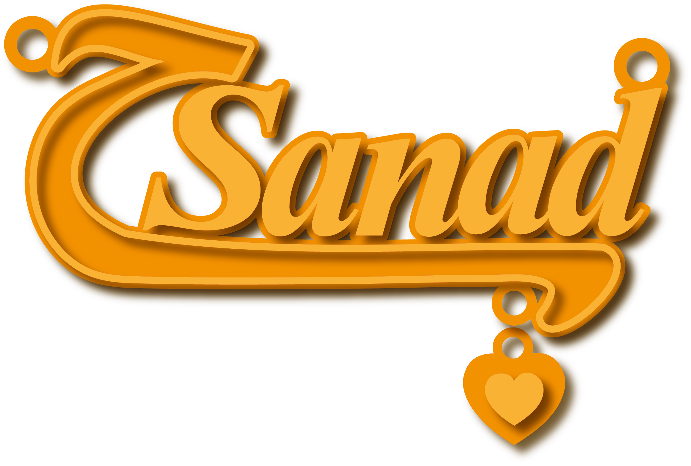 Sanad ح · Arabic Calligraphy Laser Jewelry CAD · Closed Vector Path for Fiber Laser · Gold Name