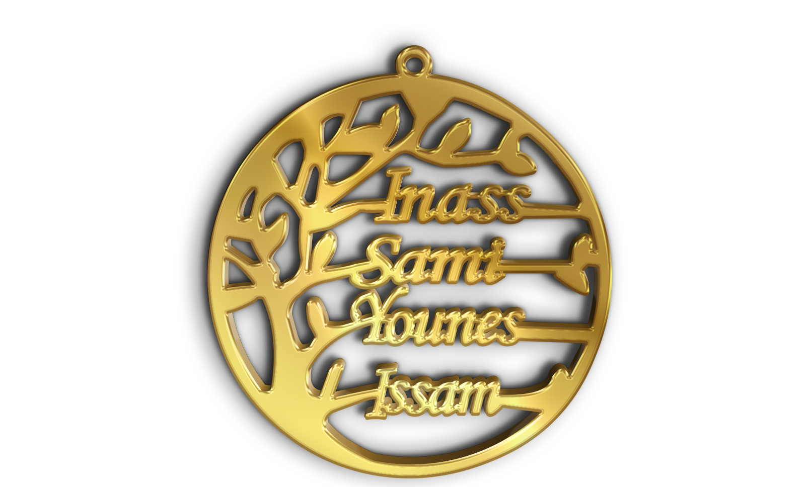 قلادة شجرة الاسرة ، العائلة · تصميم خط عربي ومجوهرات ليزر · مسار مغلق للفايبر ليزر · Gold Name - اسمك ذهب