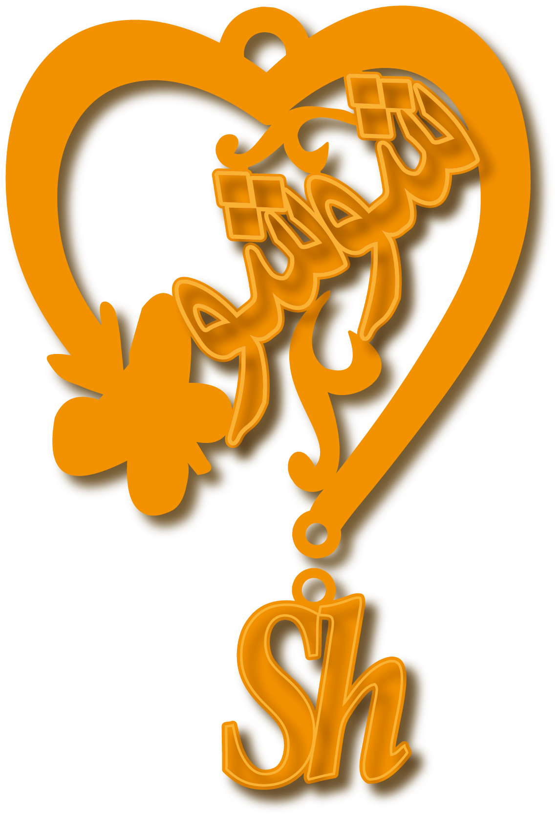 شوشو مع حرف Sh · Arabic Calligraphy Laser Jewelry CAD · Closed Vector Path for Fiber Laser · Gold Name