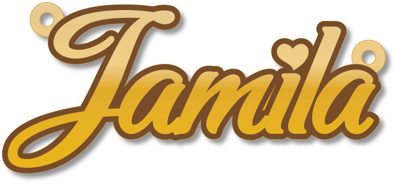 Jamila جميلة · Arabic Calligraphy Laser Jewelry CAD · Closed Vector Path for Fiber Laser · Gold Name