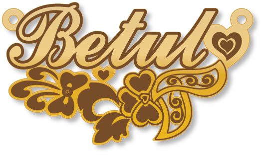 Betul · تصميم خط عربي ومجوهرات ليزر · مسار مغلق للفايبر ليزر · Gold Name - اسمك ذهب