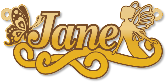 Jane · تصميم خط عربي ومجوهرات ليزر · مسار مغلق للفايبر ليزر · Gold Name - اسمك ذهب