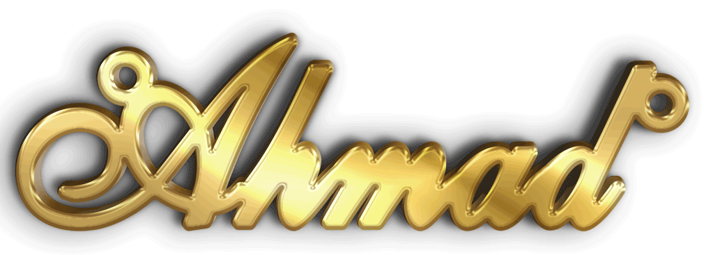 Ahmad · Arabic Calligraphy Laser Jewelry CAD · Closed Vector Path for Fiber Laser · Gold Name