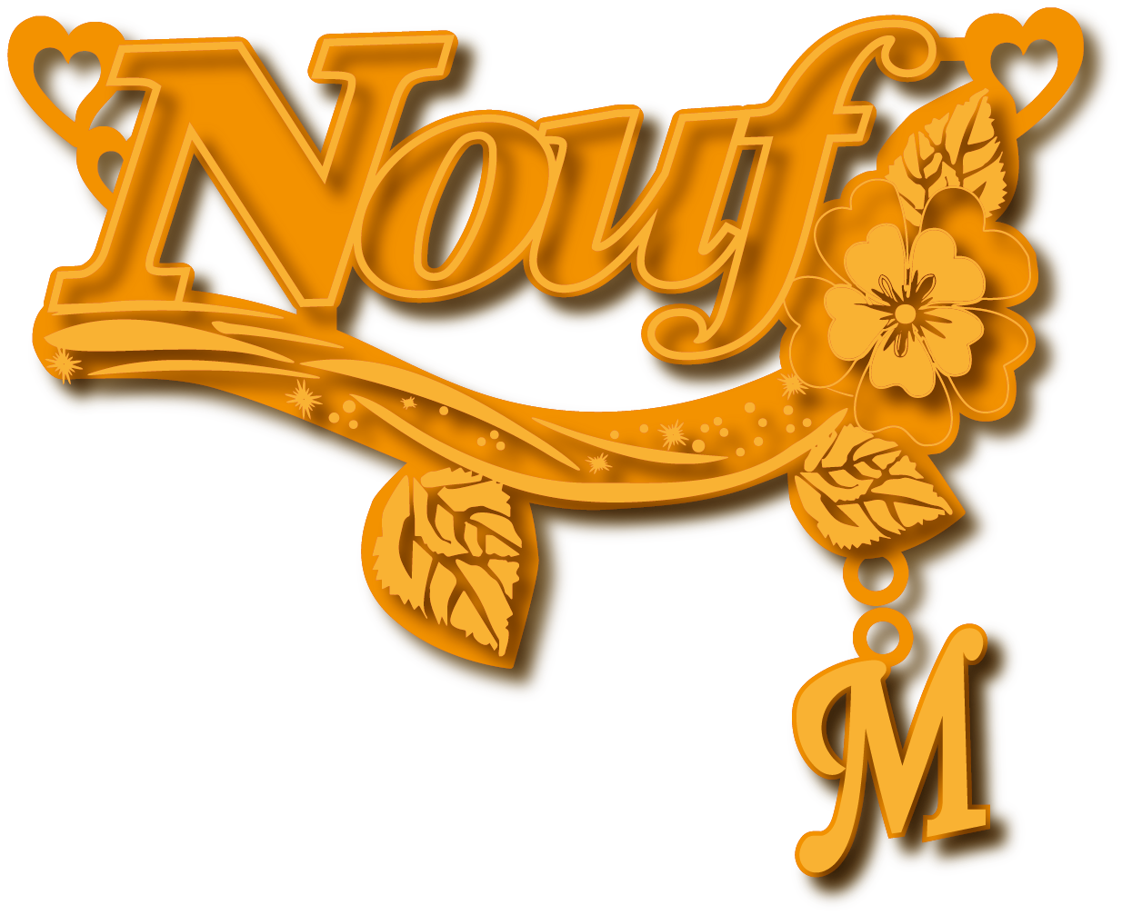 Noufمع حرف M · Arabic Calligraphy Laser Jewelry CAD · Closed Vector Path for Fiber Laser · Gold Name