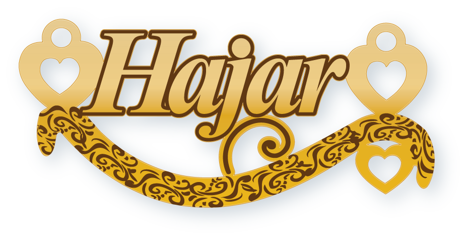 Hajar · تصميم خط عربي ومجوهرات ليزر · مسار مغلق للفايبر ليزر · Gold Name - اسمك ذهب