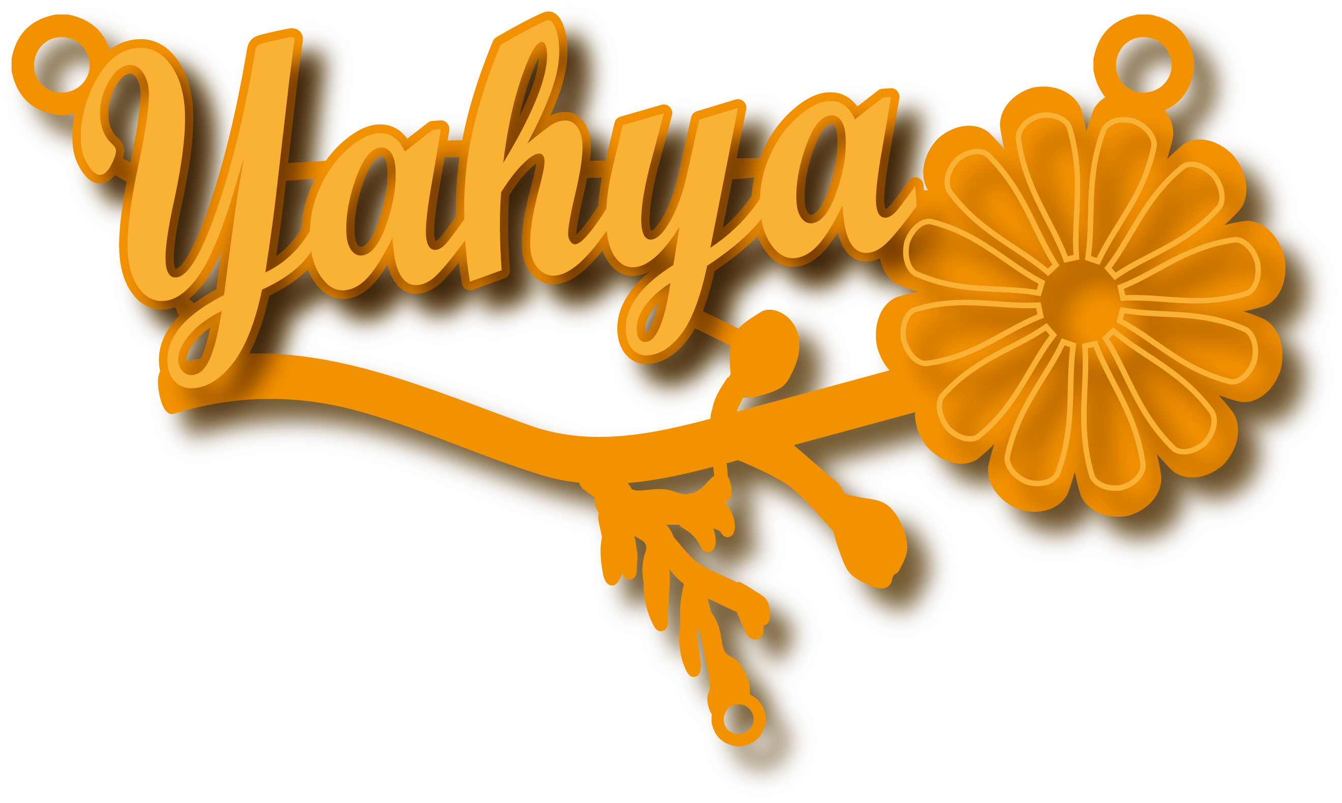 Yahya · Arabic Calligraphy Laser Jewelry CAD · Closed Vector Path for Fiber Laser · Gold Name