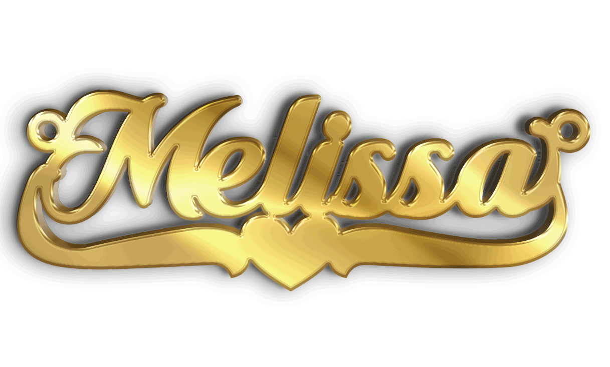 Melissa · تصميم خط عربي ومجوهرات ليزر · مسار مغلق للفايبر ليزر · Gold Name - اسمك ذهب