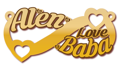 Alen Baba Love · تصميم خط عربي ومجوهرات ليزر · مسار مغلق للفايبر ليزر · Gold Name - اسمك ذهب