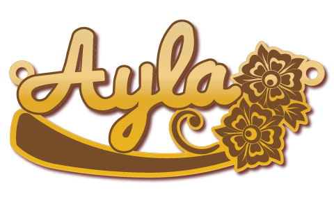 Ayla · تصميم خط عربي ومجوهرات ليزر · مسار مغلق للفايبر ليزر · Gold Name - اسمك ذهب