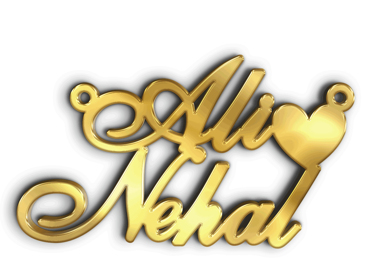 Ali Nehal · تصميم خط عربي ومجوهرات ليزر · مسار مغلق للفايبر ليزر · Gold Name - اسمك ذهب