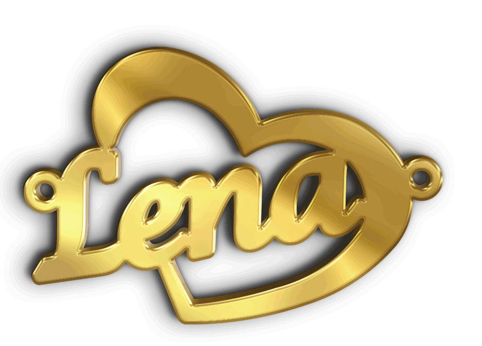 Lena لينا · تصميم خط عربي ومجوهرات ليزر · مسار مغلق للفايبر ليزر · Gold Name - اسمك ذهب