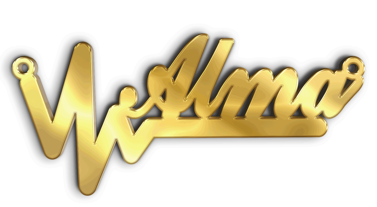 Alma · تصميم خط عربي ومجوهرات ليزر · مسار مغلق للفايبر ليزر · Gold Name - اسمك ذهب