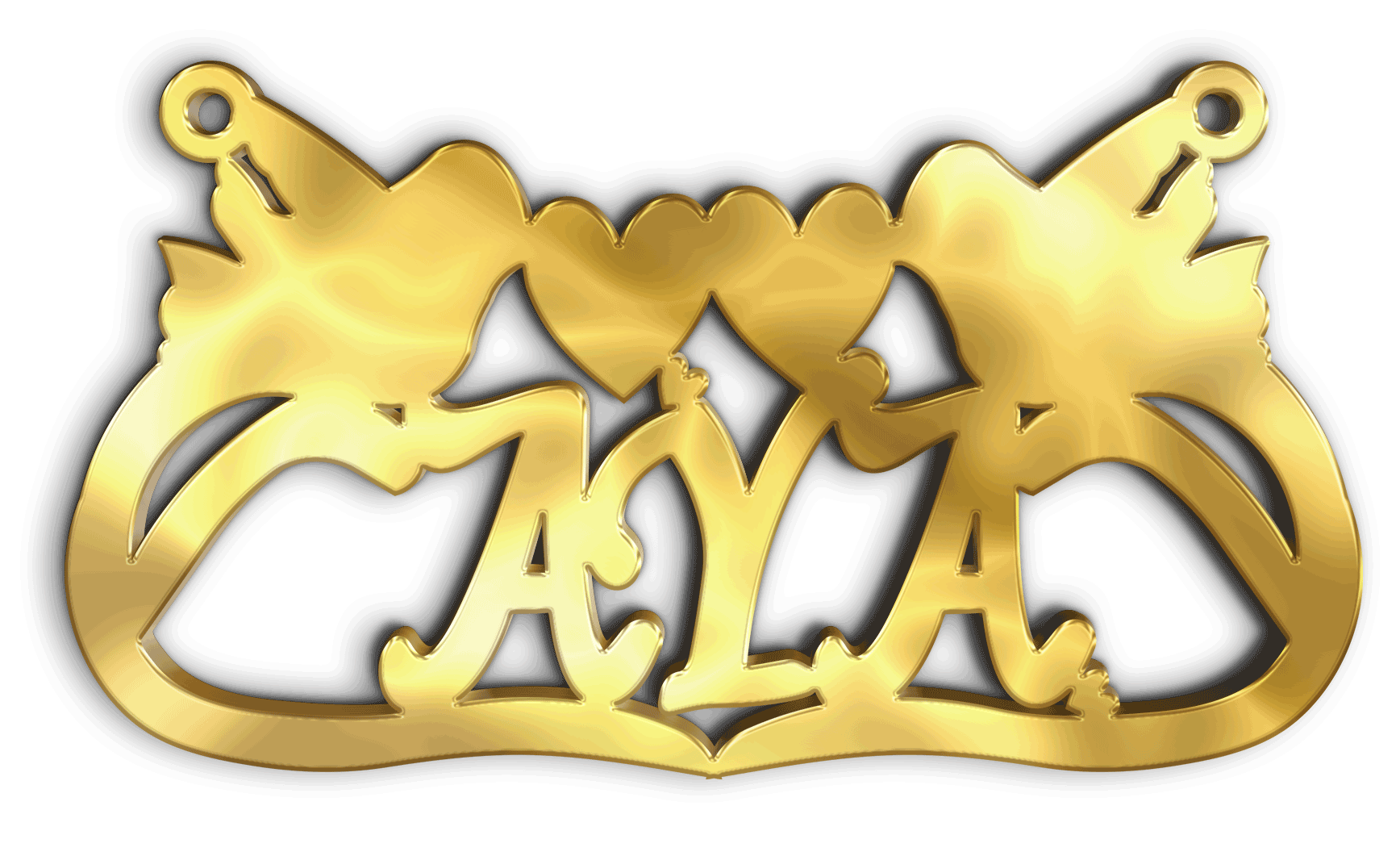 Aya · تصميم خط عربي ومجوهرات ليزر · مسار مغلق للفايبر ليزر · Gold Name - اسمك ذهب