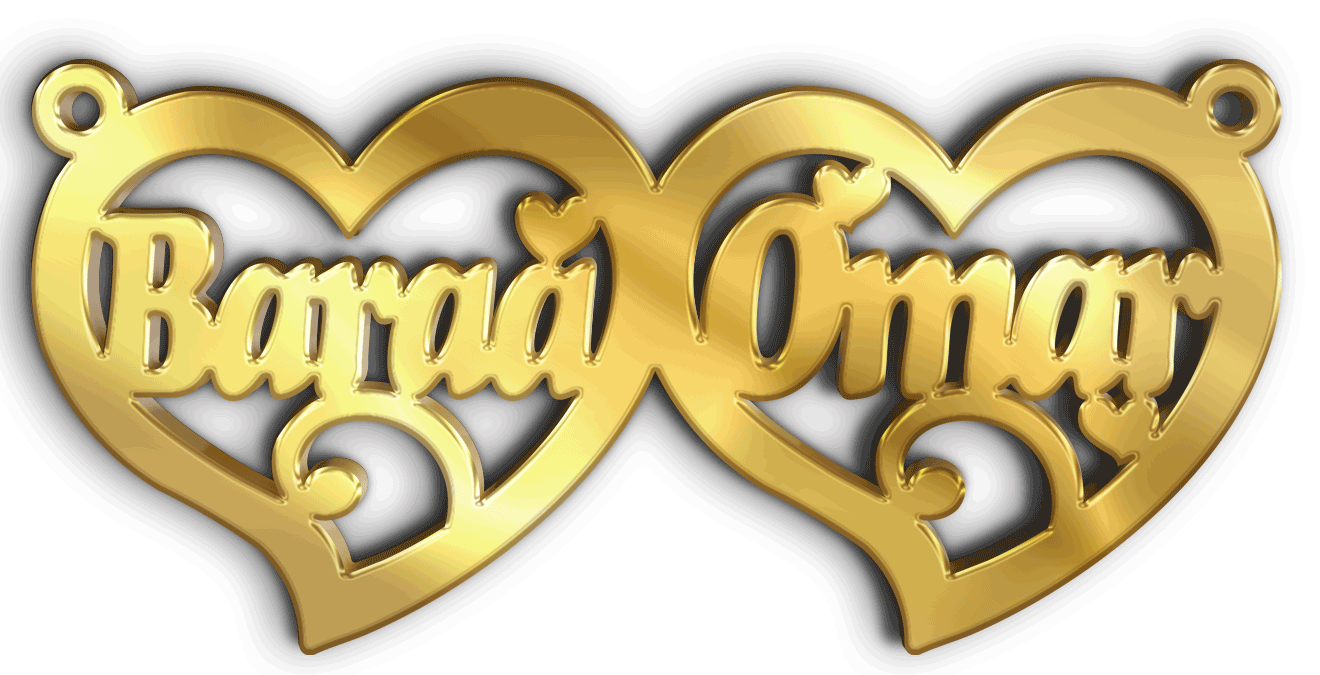 Bara,a Omar · تصميم خط عربي ومجوهرات ليزر · مسار مغلق للفايبر ليزر · Gold Name - اسمك ذهب