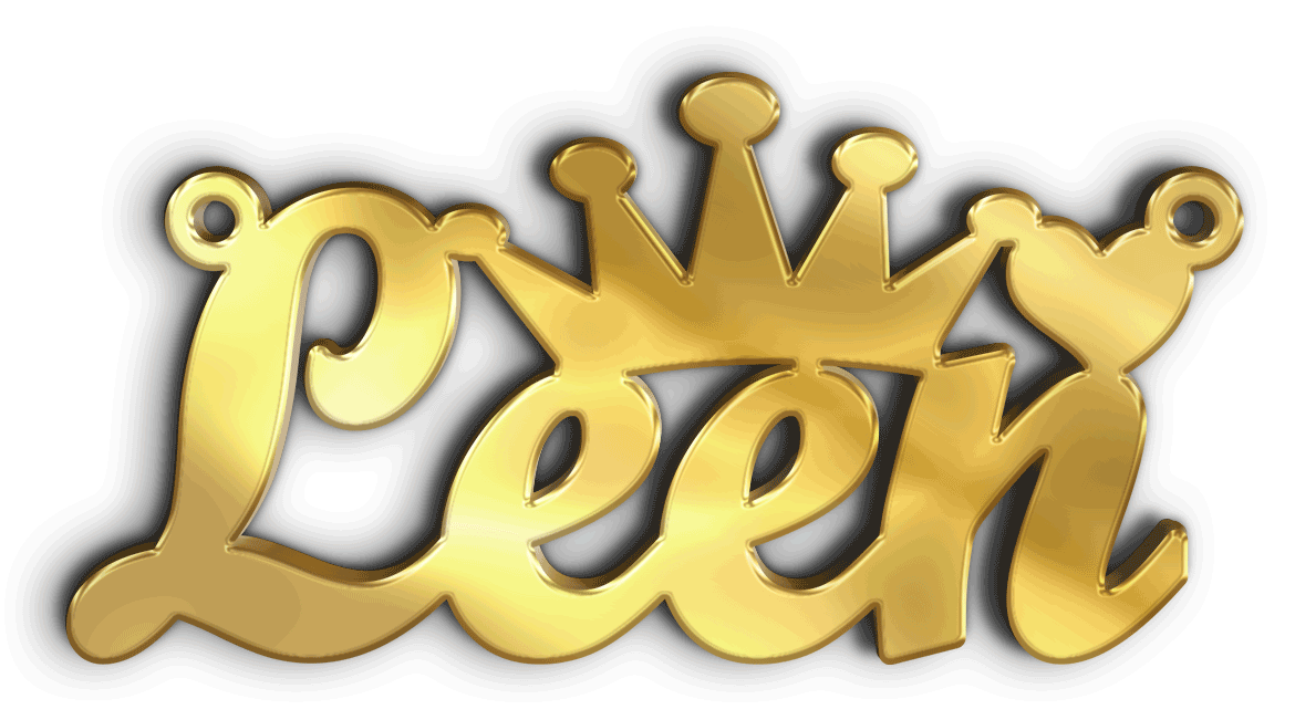 Leen · تصميم خط عربي ومجوهرات ليزر · مسار مغلق للفايبر ليزر · Gold Name - اسمك ذهب