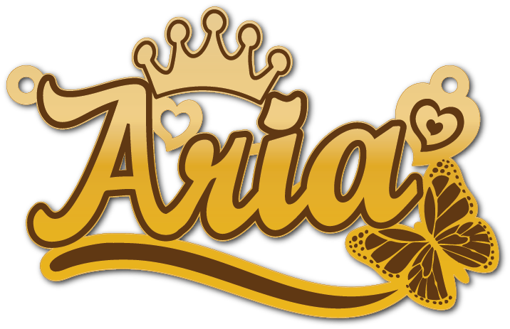 Aria · تصميم خط عربي ومجوهرات ليزر · مسار مغلق للفايبر ليزر · Gold Name - اسمك ذهب
