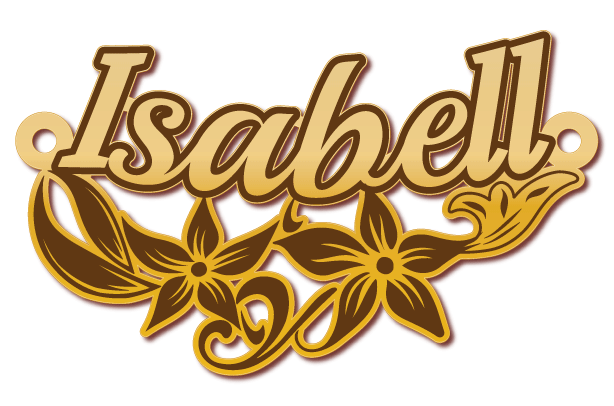 Isabell · تصميم خط عربي ومجوهرات ليزر · مسار مغلق للفايبر ليزر · Gold Name - اسمك ذهب