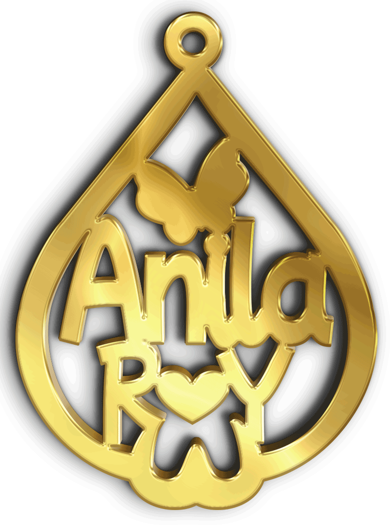 Anila مع حرف R Y · Arabic Calligraphy Laser Jewelry CAD · Closed Vector Path for Fiber Laser · Gold Name