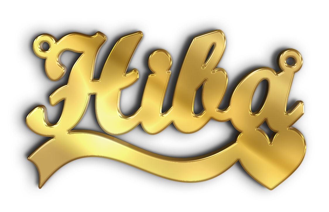 Hiba · تصميم خط عربي ومجوهرات ليزر · مسار مغلق للفايبر ليزر · Gold Name - اسمك ذهب